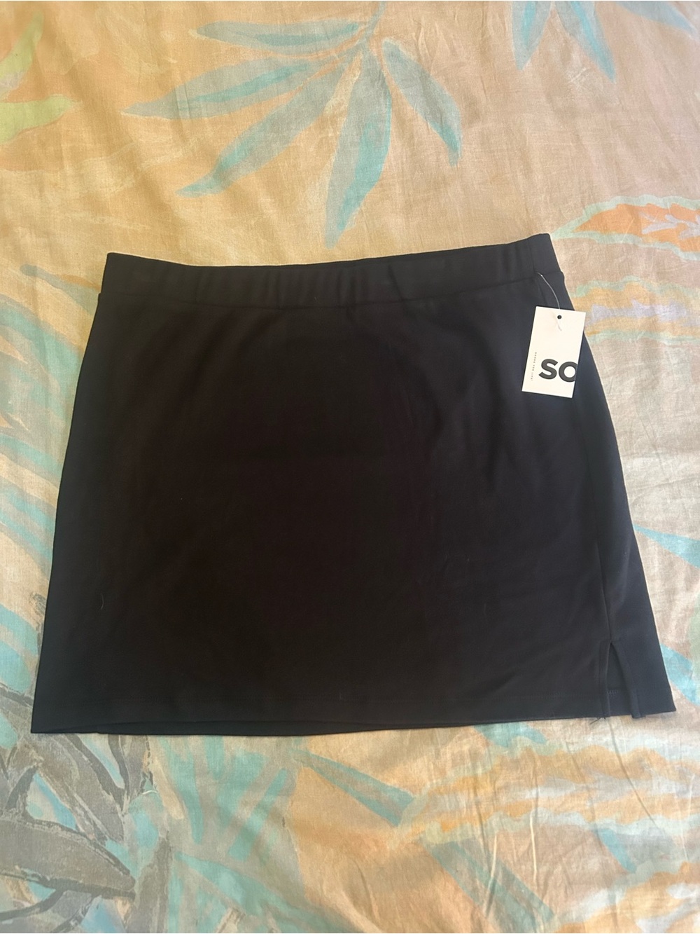 So • Black Stretch-Knit Mini Skirt NWT